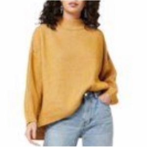 TopShop Mustard & Pink Undertone Long Sleeve Oversized Low Mock Sweater SzM 8-10